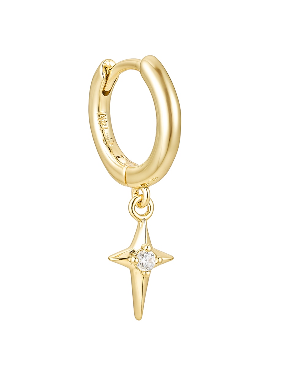 Aretes cortos Golden con acabado baño de oro 14 K zirconia 2