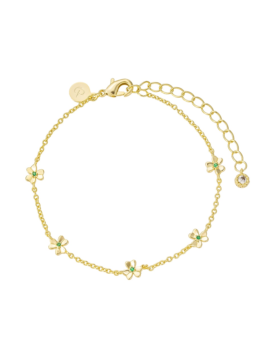 Collar y pulsera de flor Golden 14 K zirconia 2