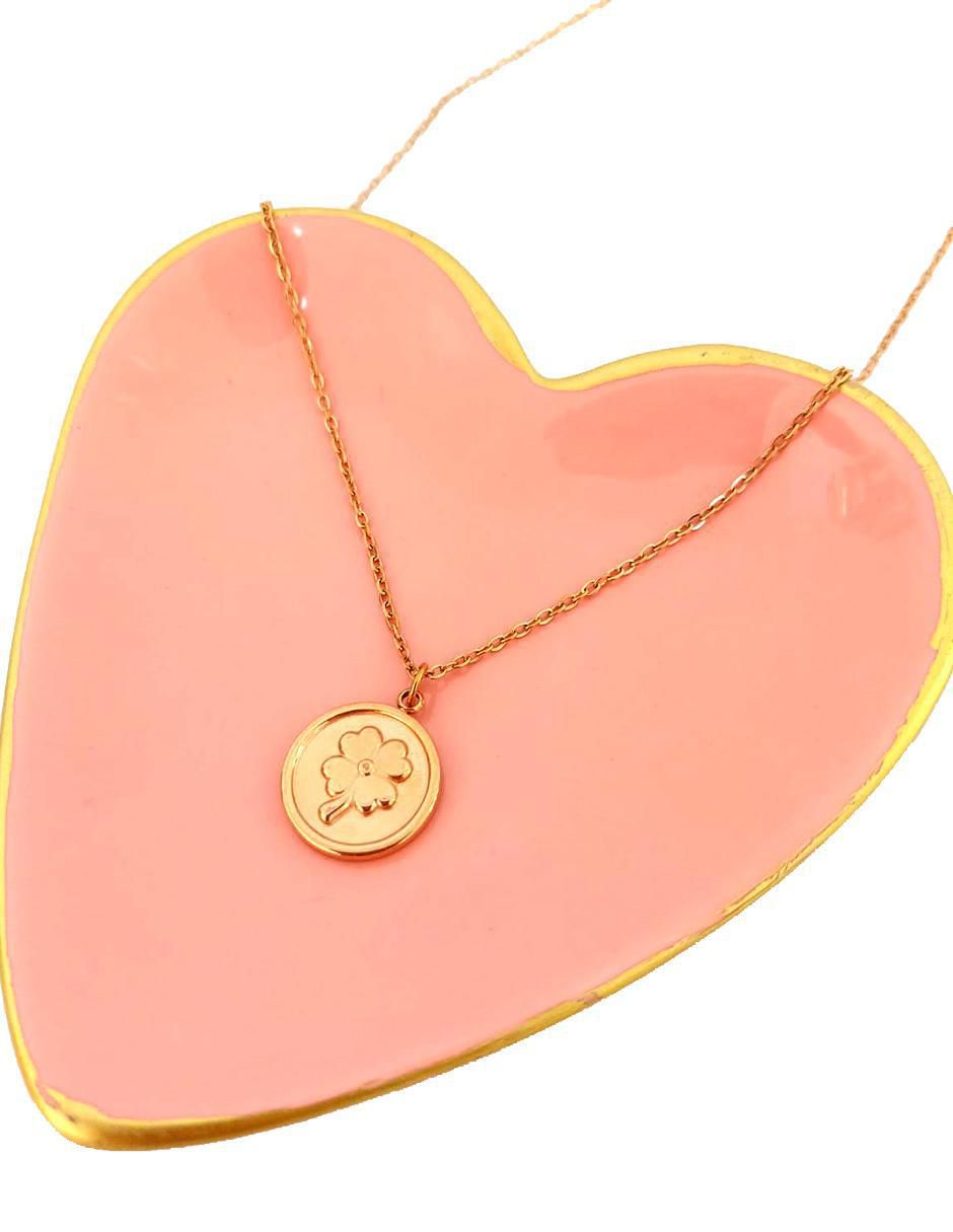 Collar con dije de trébol chapa de oro 14 K 2