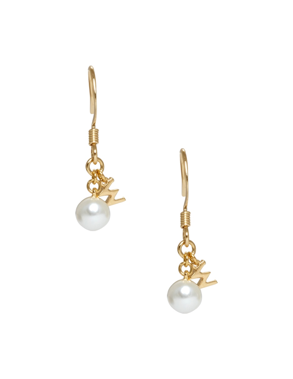 Aretes largos Cabuchón con acabado pulido perla de cristal