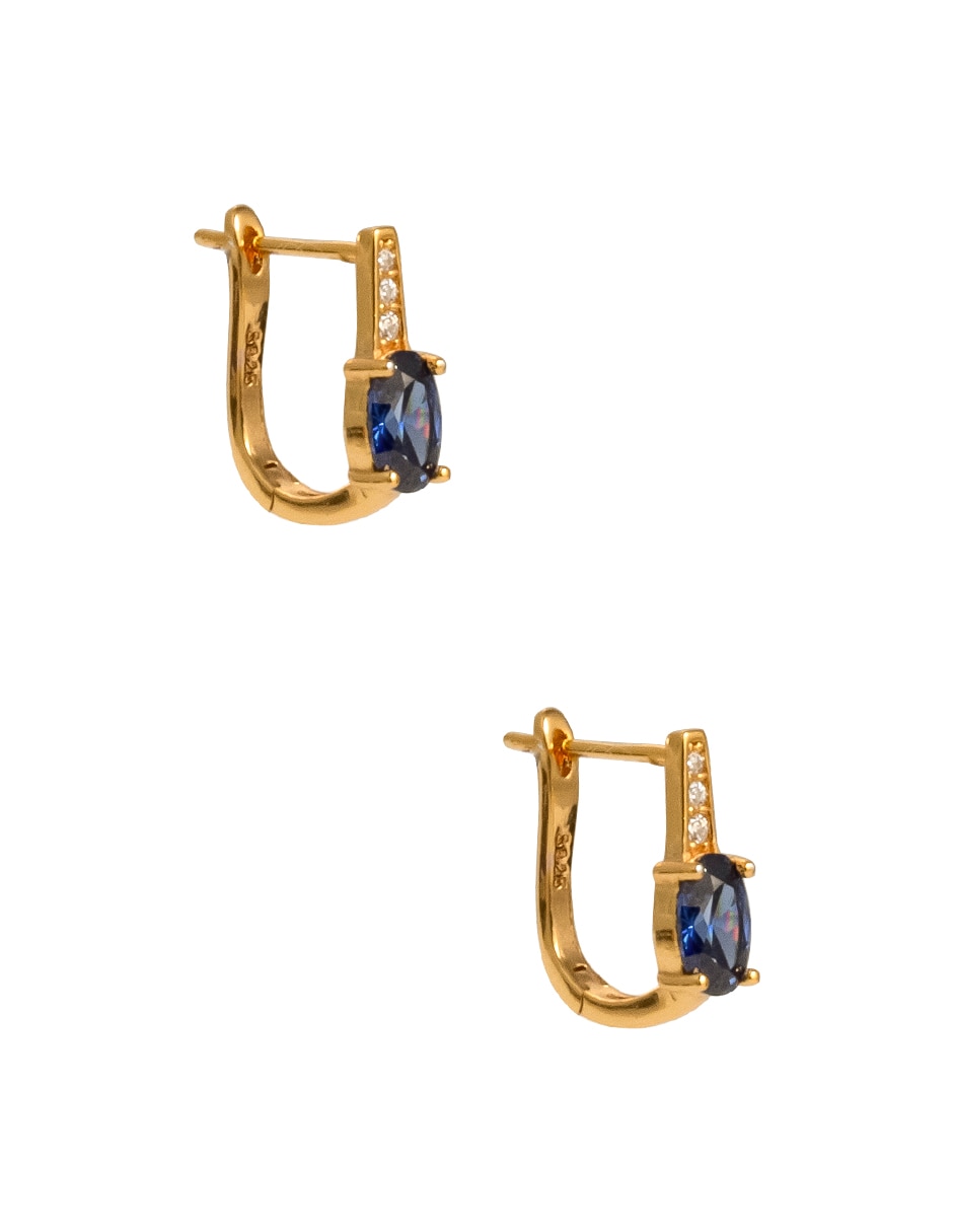 Aretes cortos ovalados de plata p 925 con acabado pavé zirconia 5