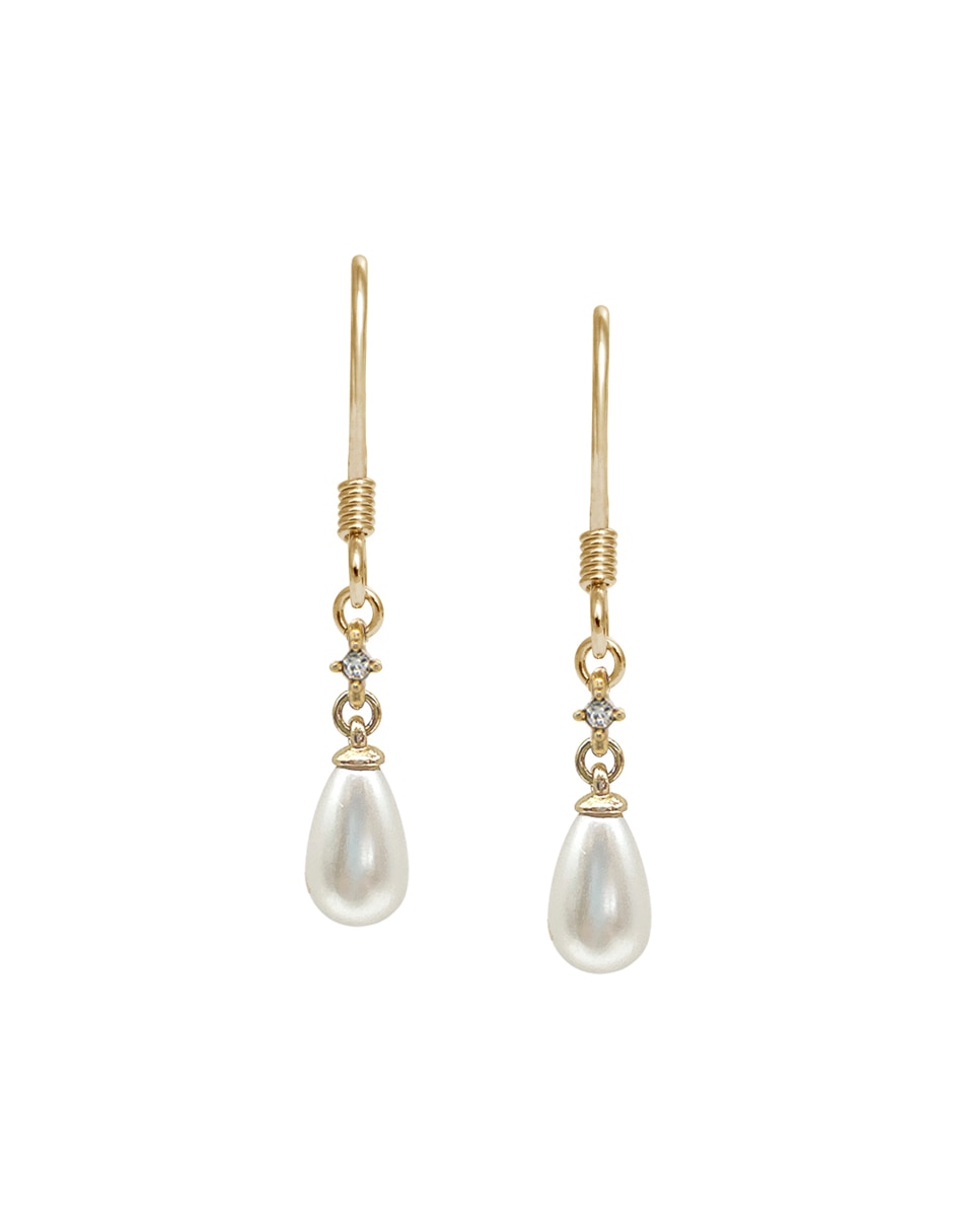 Aretes largos de gota con acabado pulido perla Aretes largos de gota con acabado pulido perla