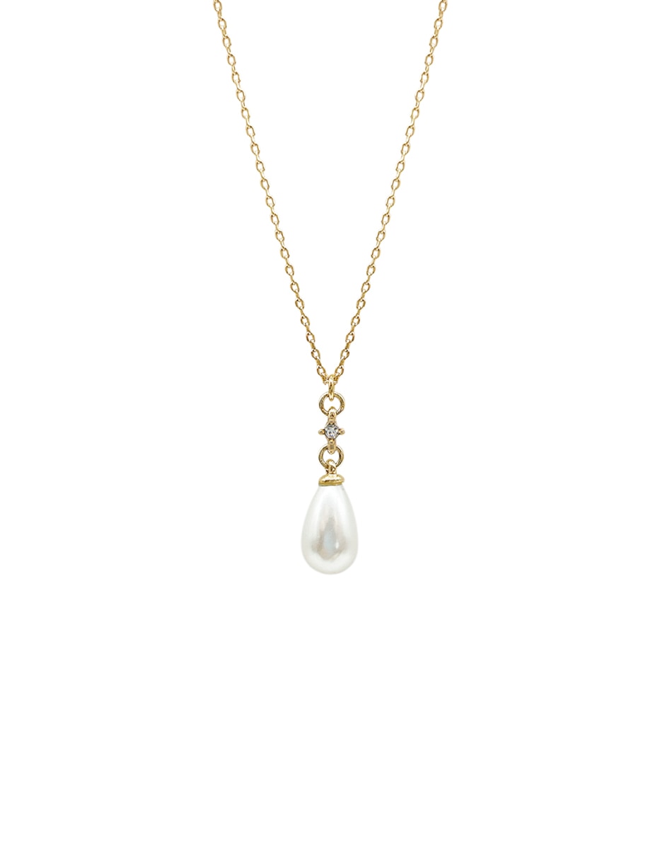Collar con dije de gota Perla y Cristal