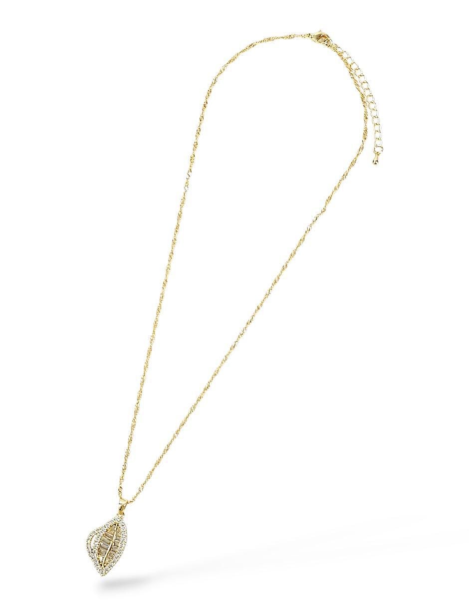 Aretes y collar de hoja de oro laminado 18 K zirconia 3