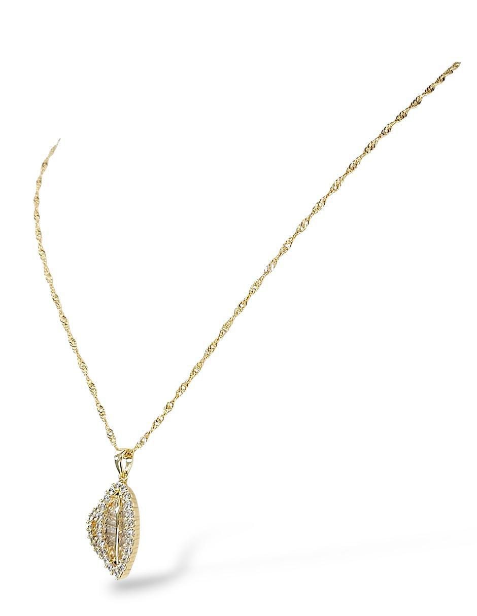 Aretes y collar de hoja de oro laminado 18 K zirconia 4