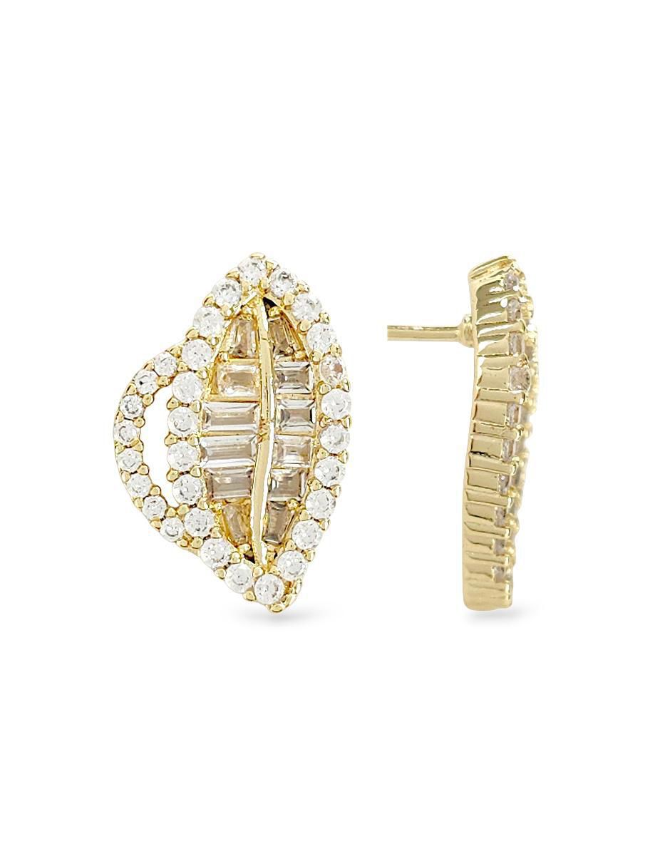 Aretes y collar de hoja de oro laminado 18 K zirconia 6