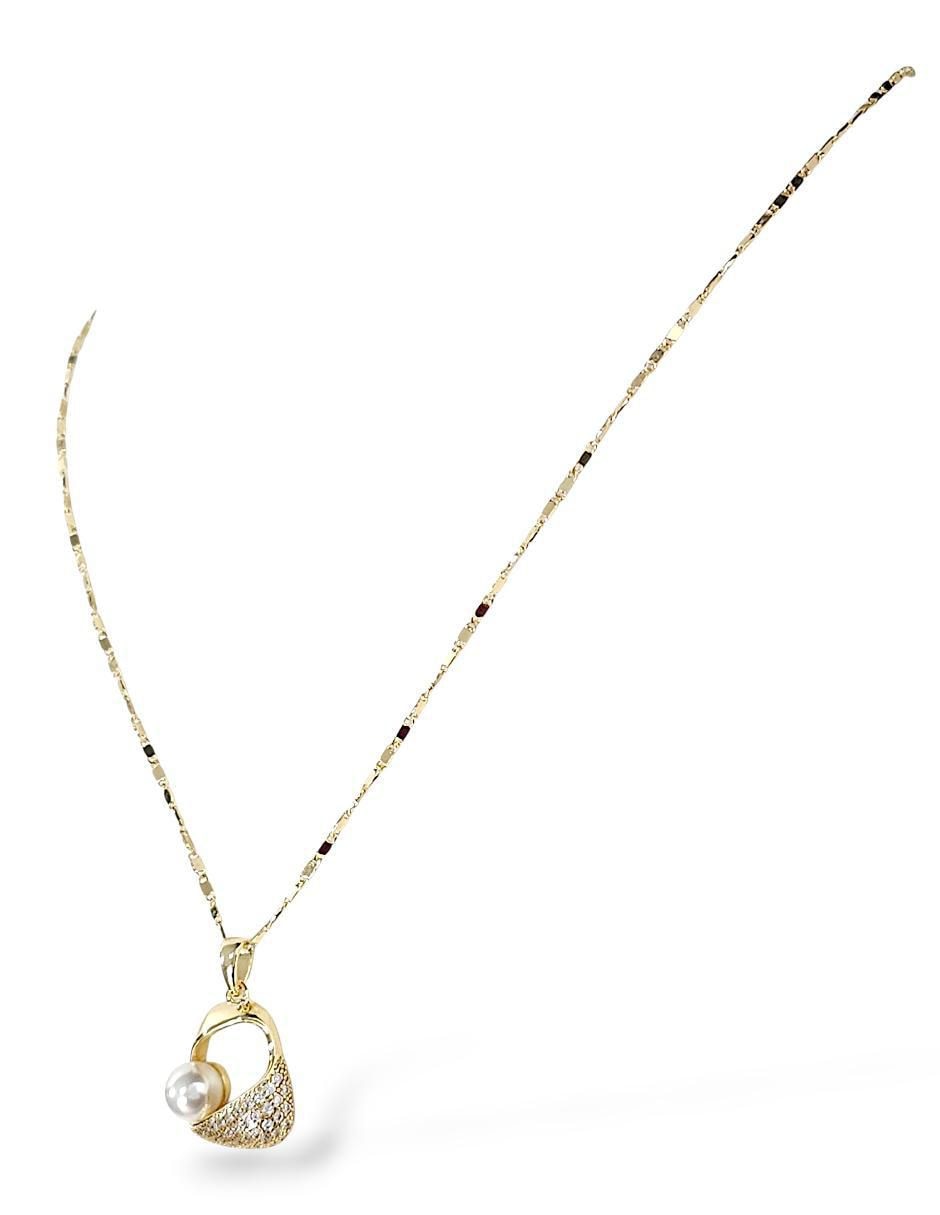 Aretes y collar de oro laminado 18 K zirconia 4