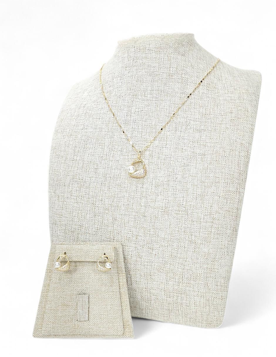 Aretes y collar de oro laminado 18 K zirconia 8