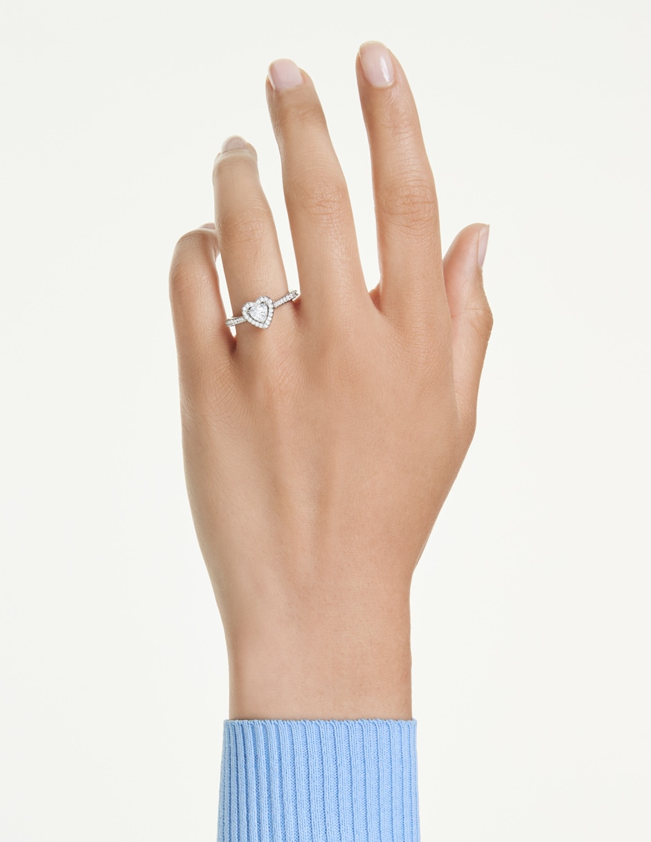 Anillo de corazón de rodio brillante 5