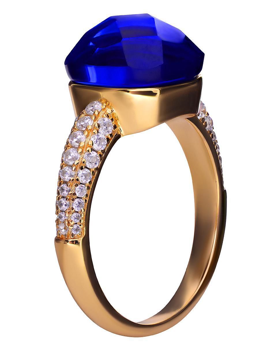 Anillo P 925 de plata zafiro chapa de oro 2