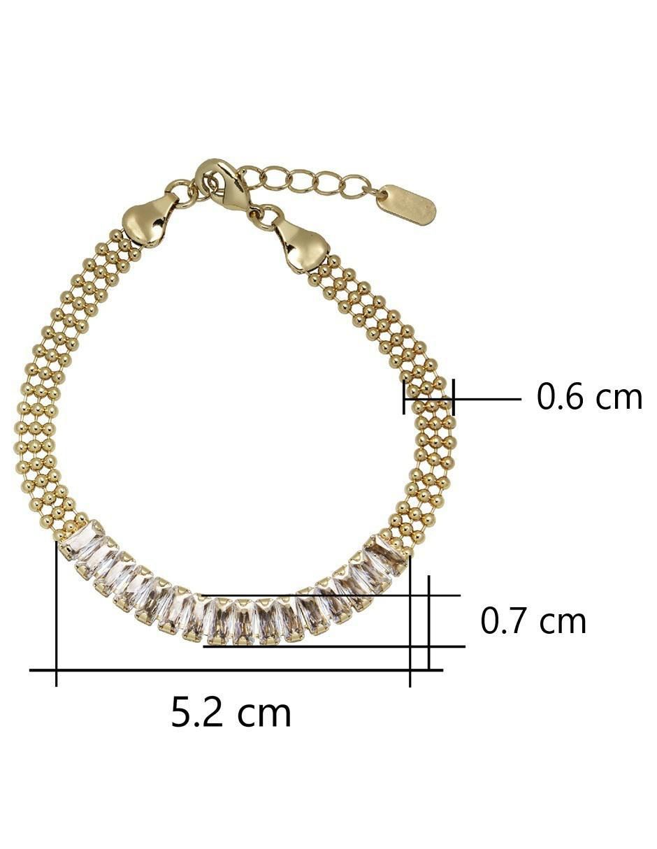 Pulsera con zirconia 18 K acabado chapa de oro 6