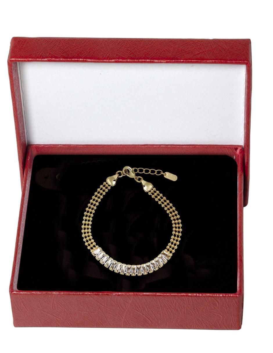 Pulsera con zirconia 18 K acabado chapa de oro 5
