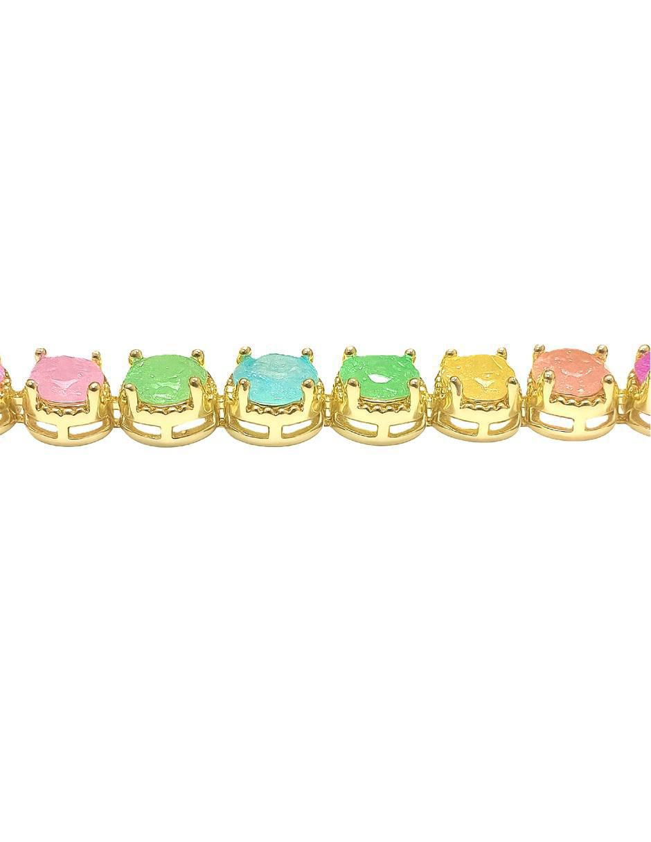 Pulsera con zirconia 18 K acabado chapa de oro 4