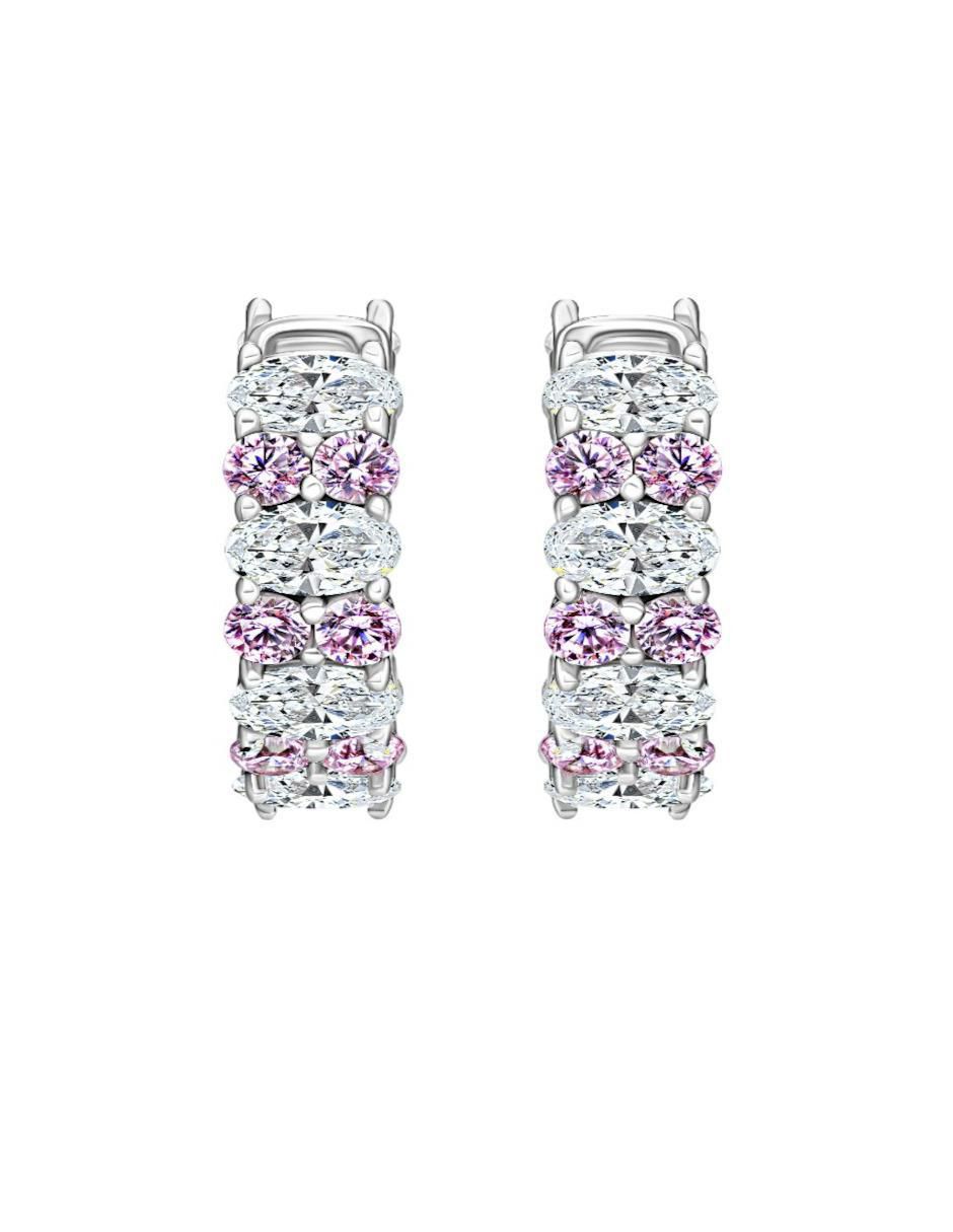 Aretes huggies de plata P 925 con acabado pavé zirconia