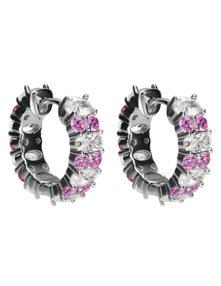 Aretes huggies de plata P 925 con acabado pavé zirconia 2