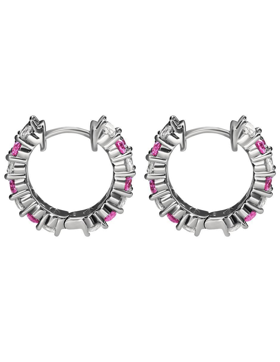 Aretes huggies de plata P 925 con acabado pavé zirconia 3