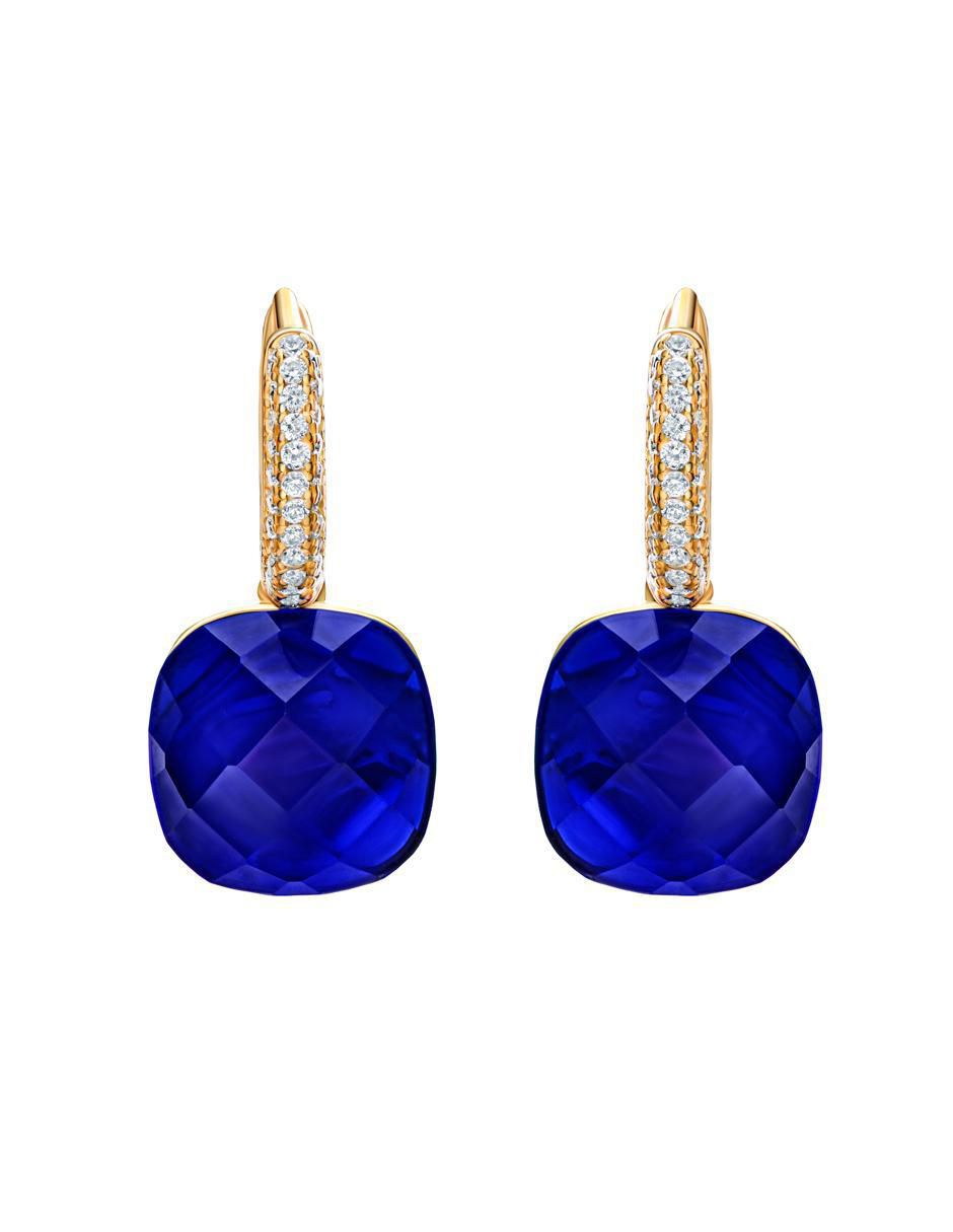 Aretes huggies de plata P 925 zafiro