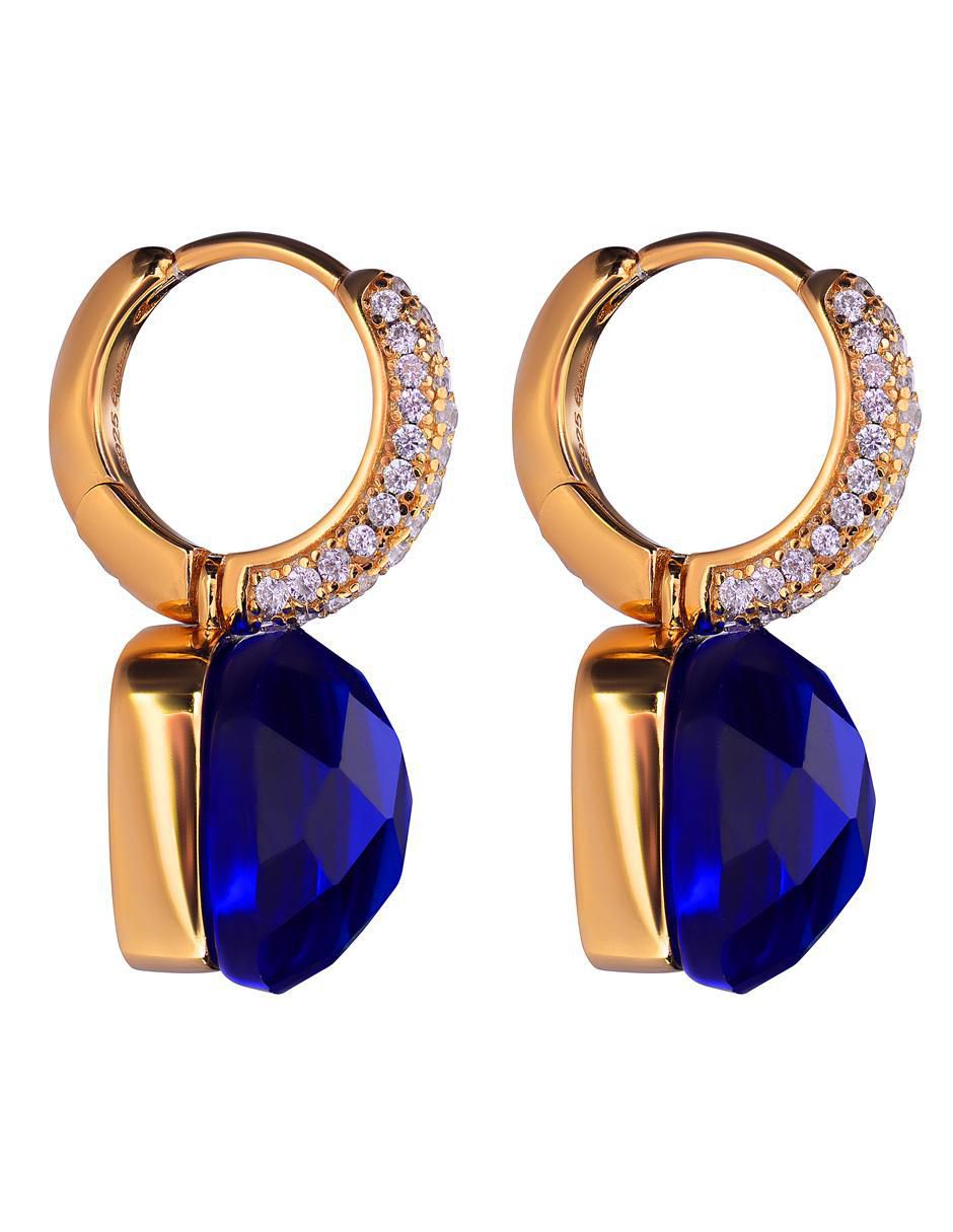 Aretes huggies de plata P 925 zafiro 3