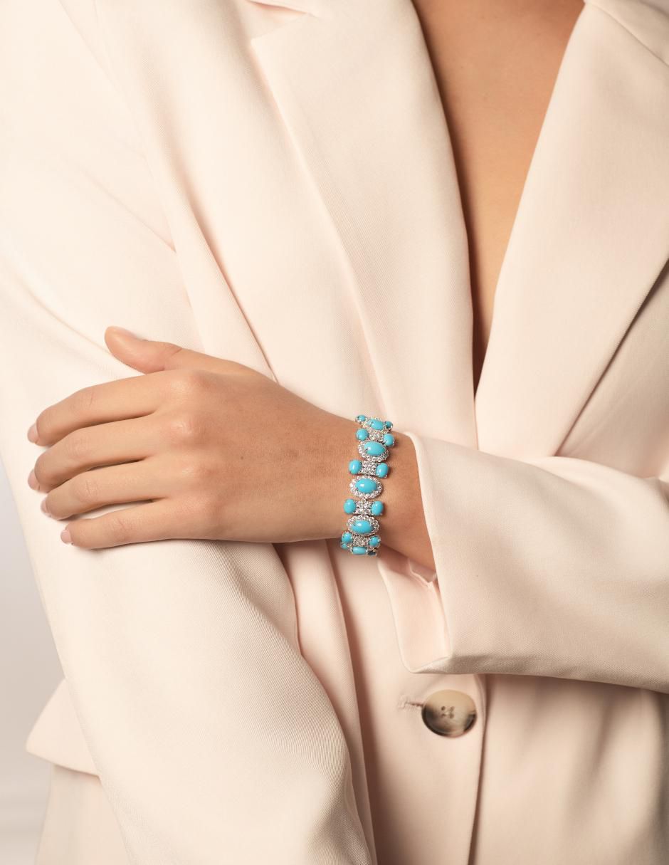 Pulsera de plata con turquesa P 925 acabado brillante 3