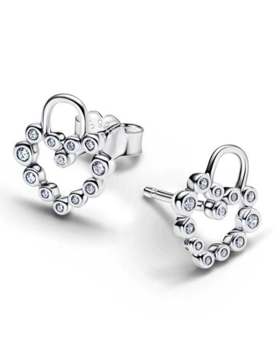 Aretes cortos de corazón Moments de plata P 925 con acabado brillante zirconia cúbica 2