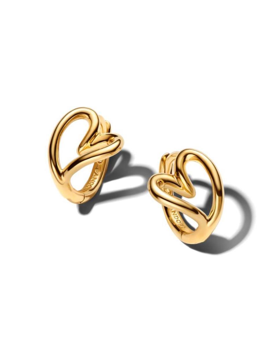Aretes de aro de corazón Essence de plata P 925 con acabado baño de oro