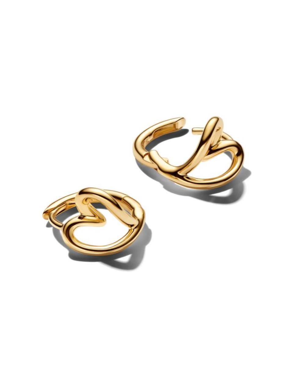 Aretes de aro de corazón Essence de plata P 925 con acabado baño de oro 3
