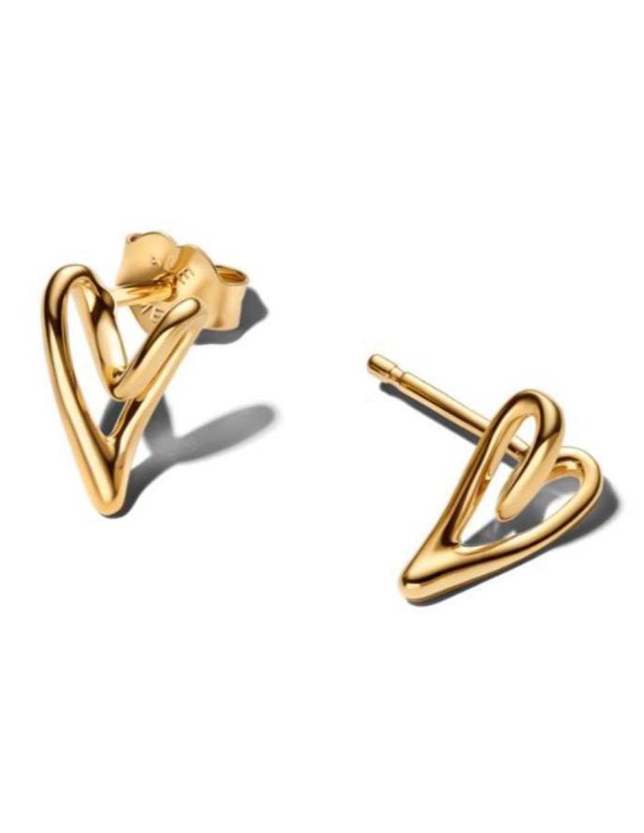 Aretes cortos de corazón Esence de plata P 925 con acabado baño de oro Aretes cortos de corazón Esence de plata P 925 con acabado baño de oro