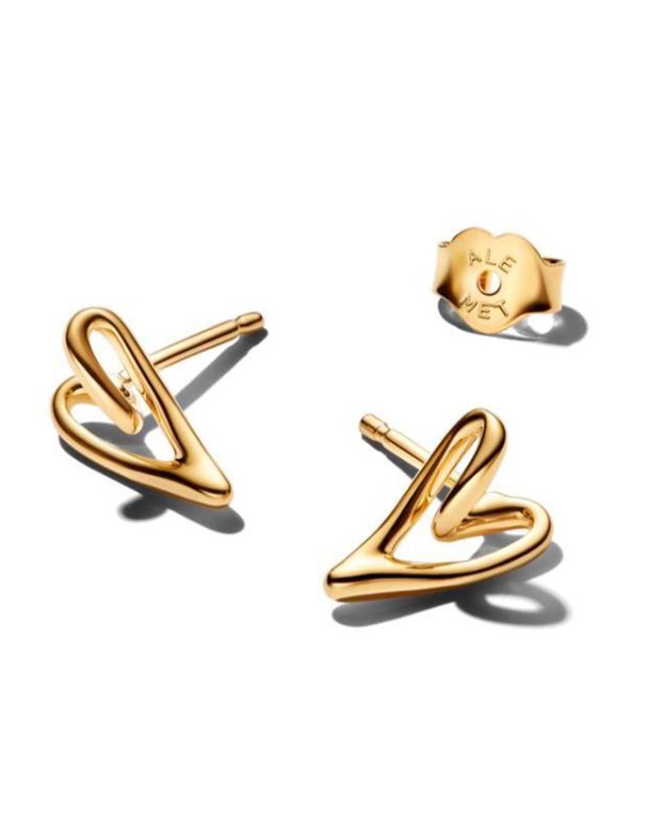 Aretes cortos de corazón Esence de plata P 925 con acabado baño de oro 2