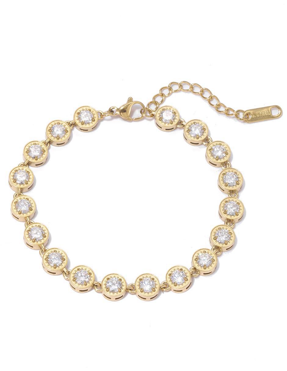 Pulsera de oro laminado con zirconia 8 K