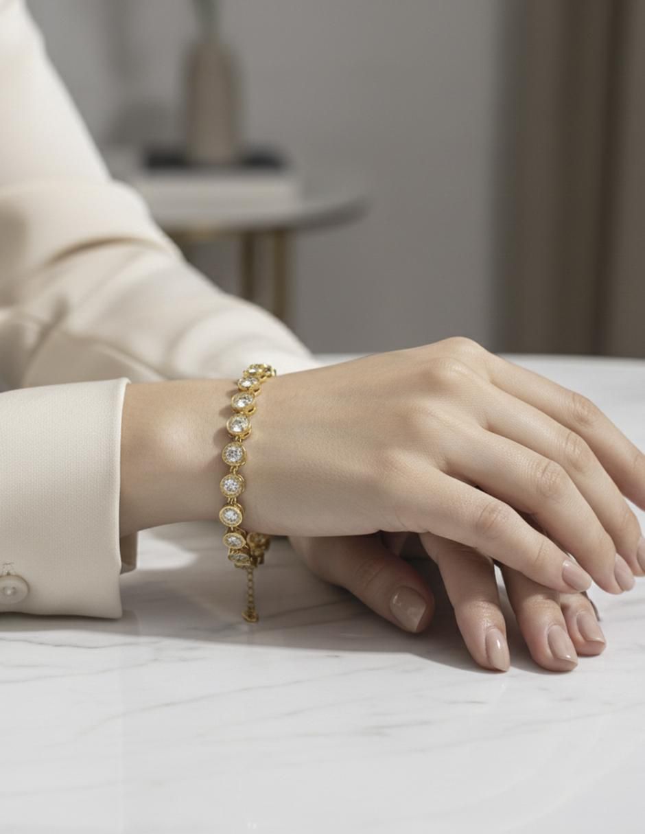 Pulsera de oro laminado con zirconia 8 K 5