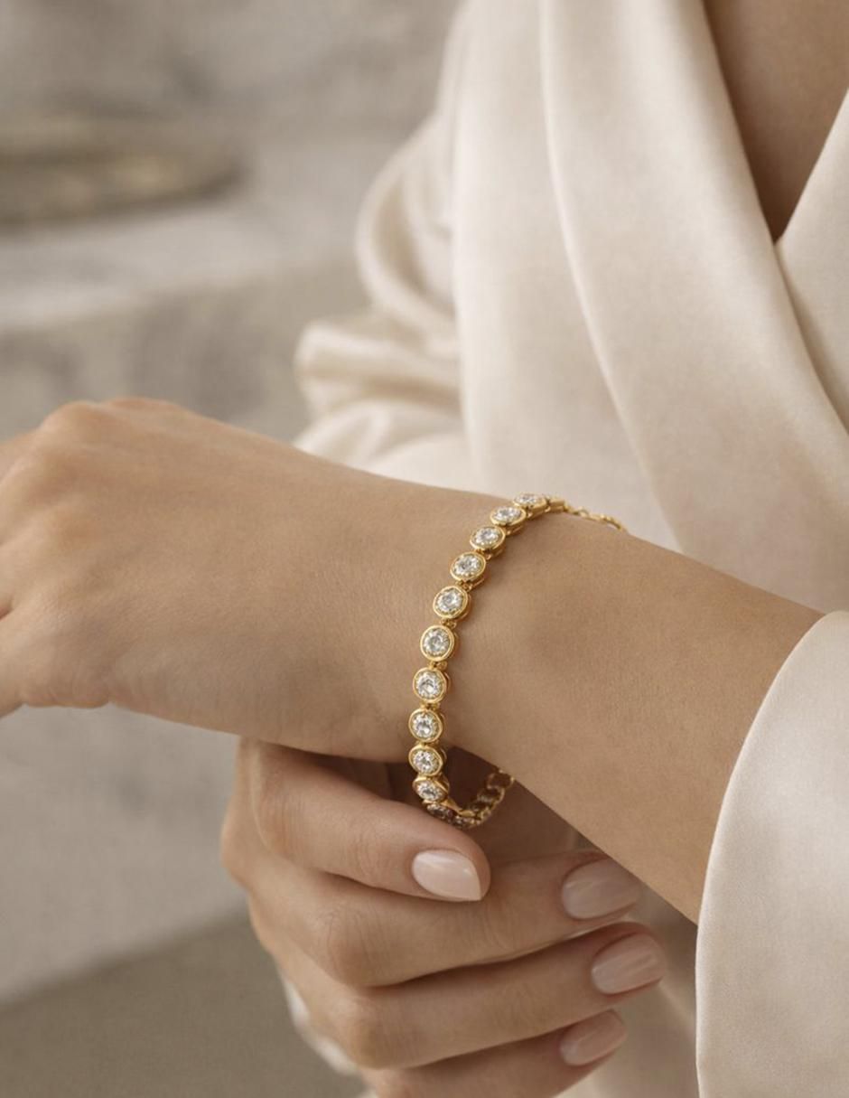 Pulsera de oro laminado con zirconia 8 K 6