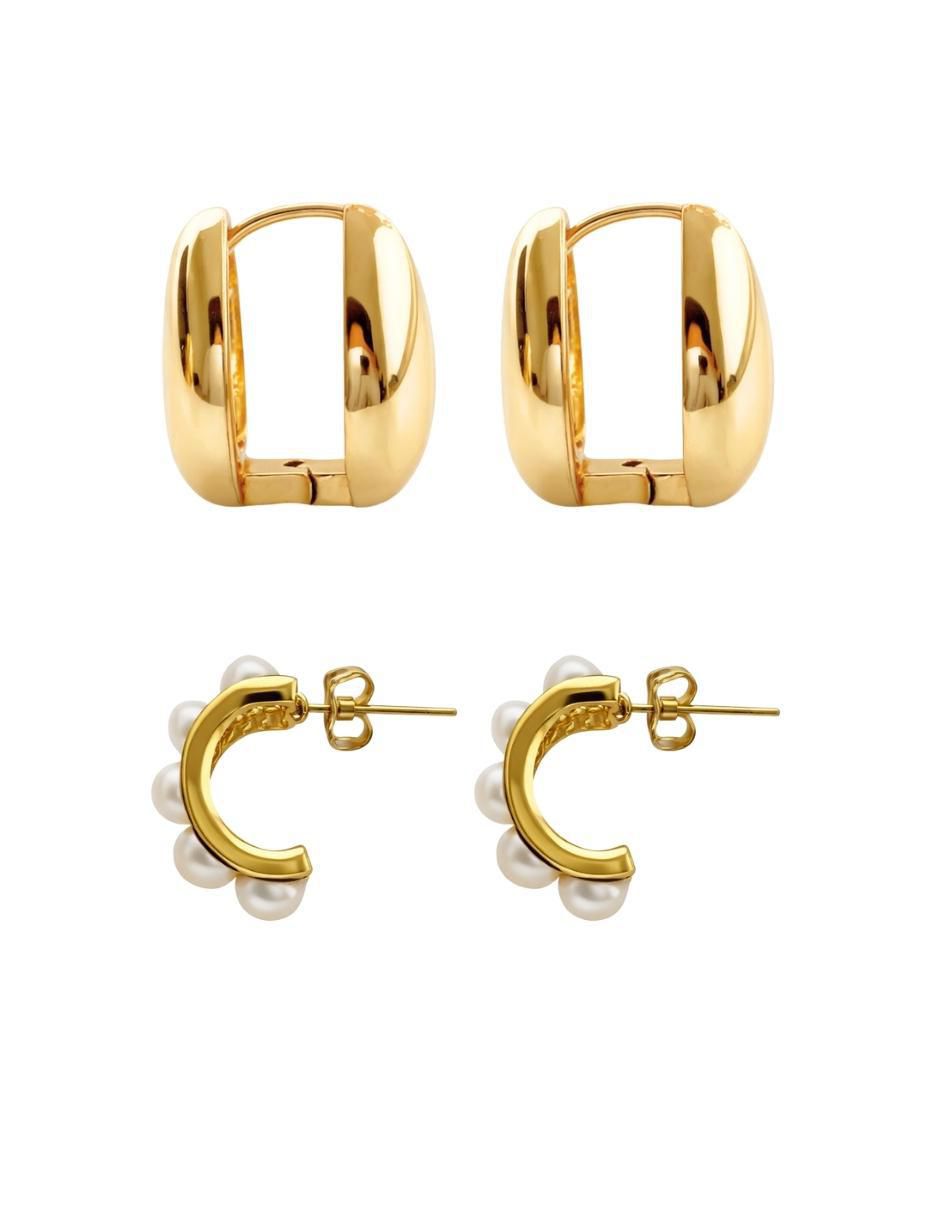 Set de aretes con acabado baño de oro 14 K 2