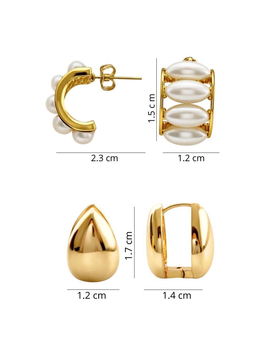 Set de aretes con acabado baño de oro 14 K 5