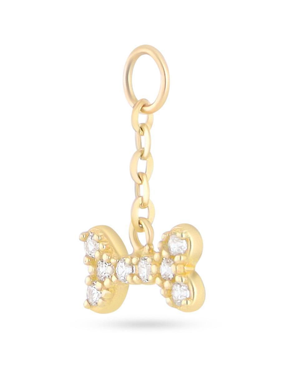 Charm de huesito de oro amarillo 14 K zirconia 2