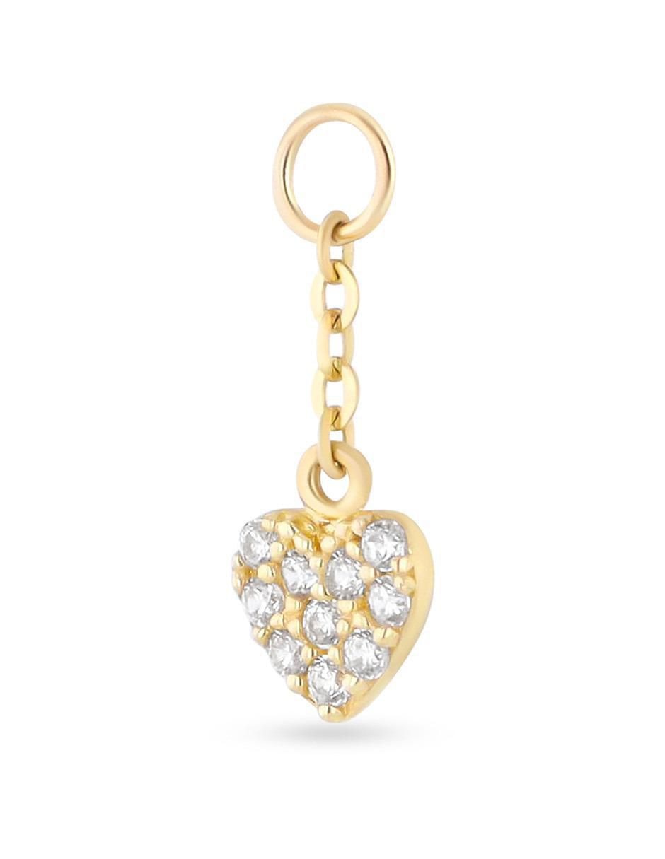 Charm de corazón de oro amarillo 14 K zirconia 2