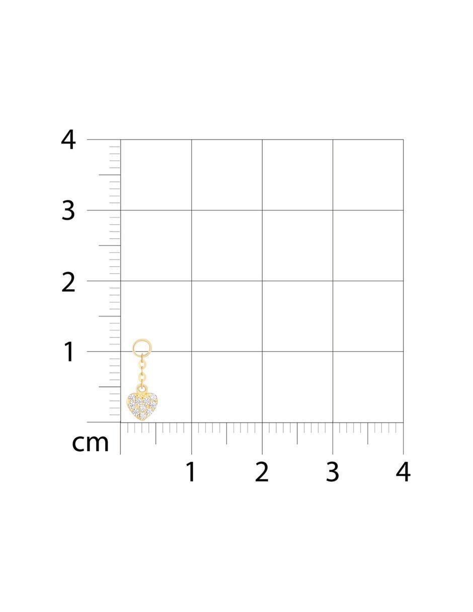 Charm de corazón de oro amarillo 14 K zirconia 3