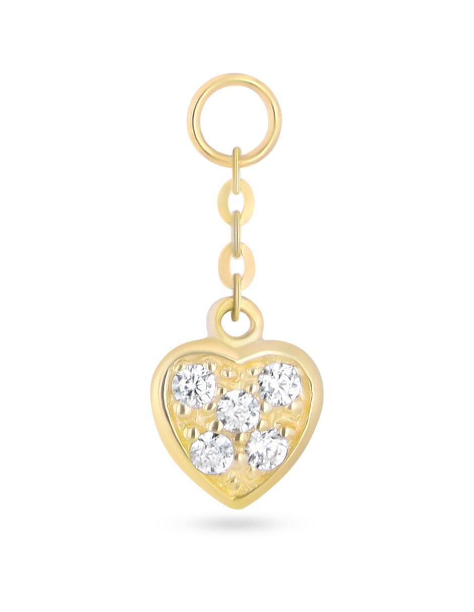 Charm de corazón de oro amarillo 14 K zirconia Charm de corazón de oro amarillo 14 K zirconia