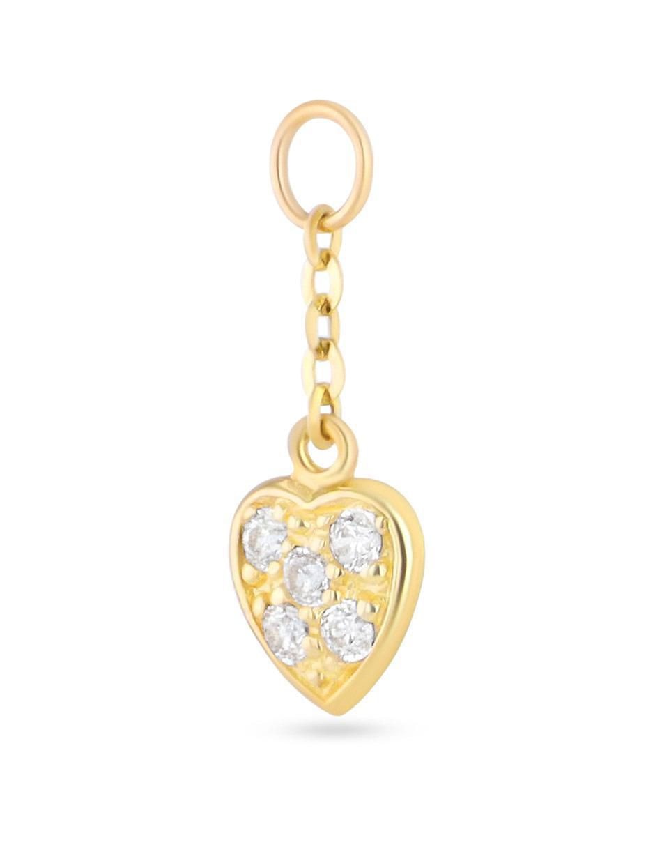 Charm de corazón de oro amarillo 14 K zirconia 2