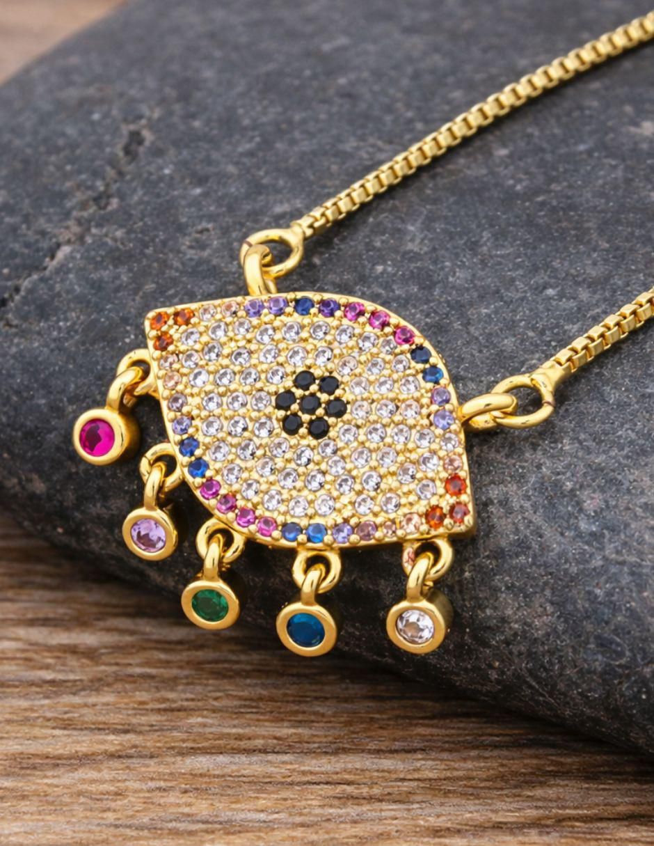 Collar con dije de ojo Protección Turco 18 K 2