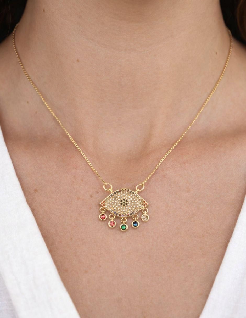 Collar con dije de ojo Protección Turco 18 K 5