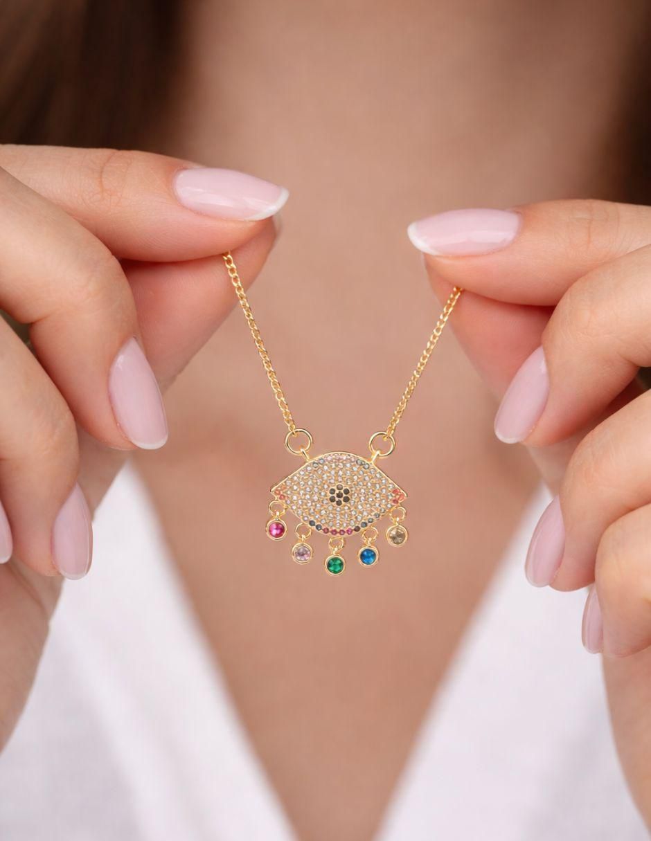Collar con dije de ojo Protección Turco 18 K 6