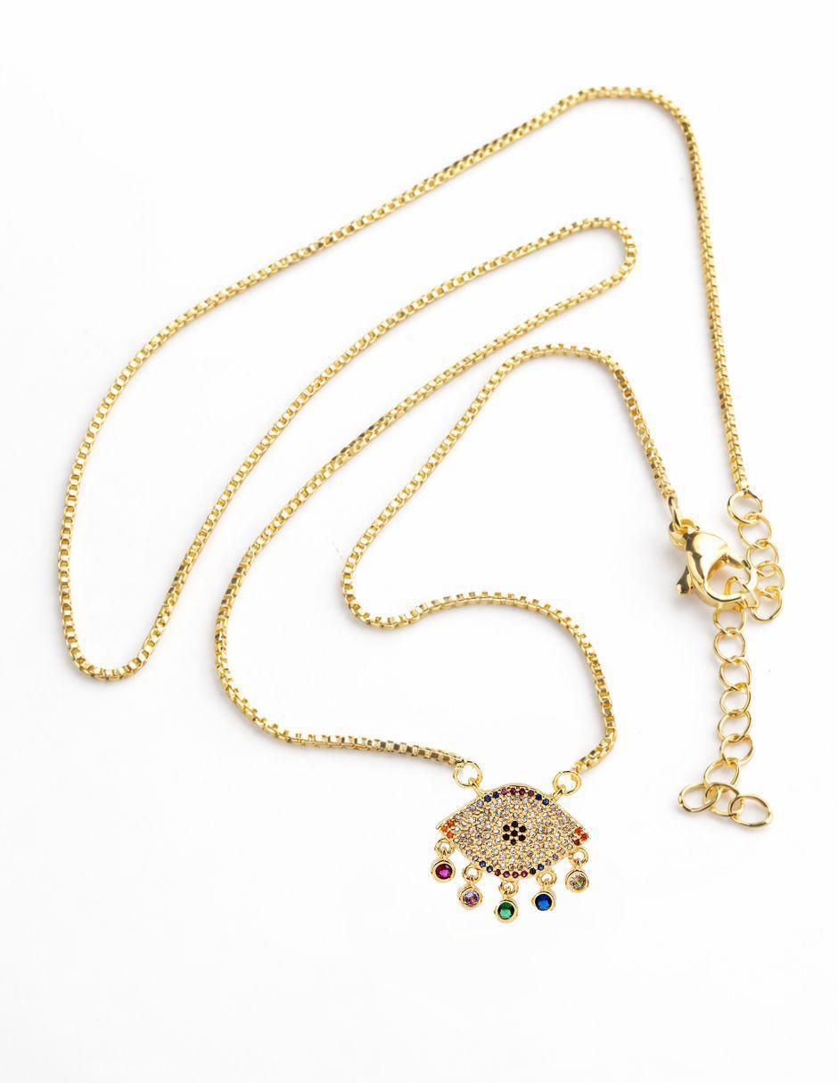 Collar con dije de ojo Protección Turco 18 K 8