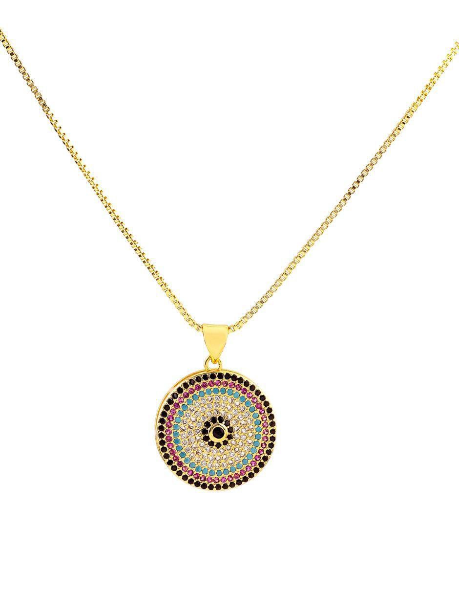 Collar con dije circular Aura 18 K