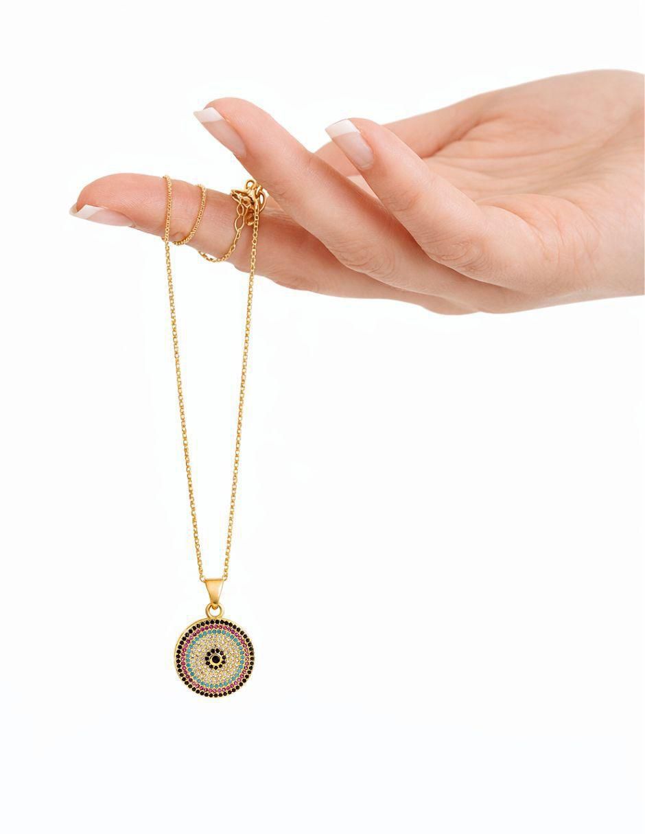 Collar con dije circular Aura 18 K 4