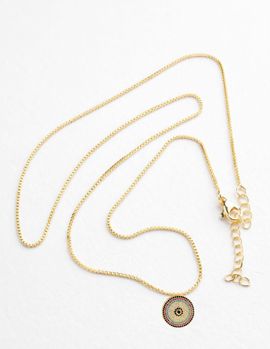 Collar con dije circular Aura 18 K 6