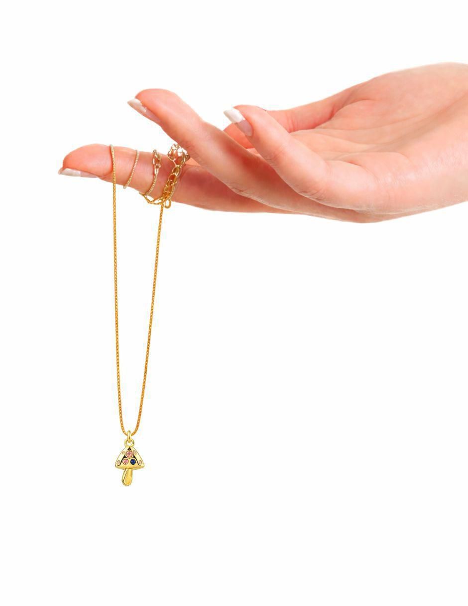 Collar con dije de hongo Myra 18 K 3