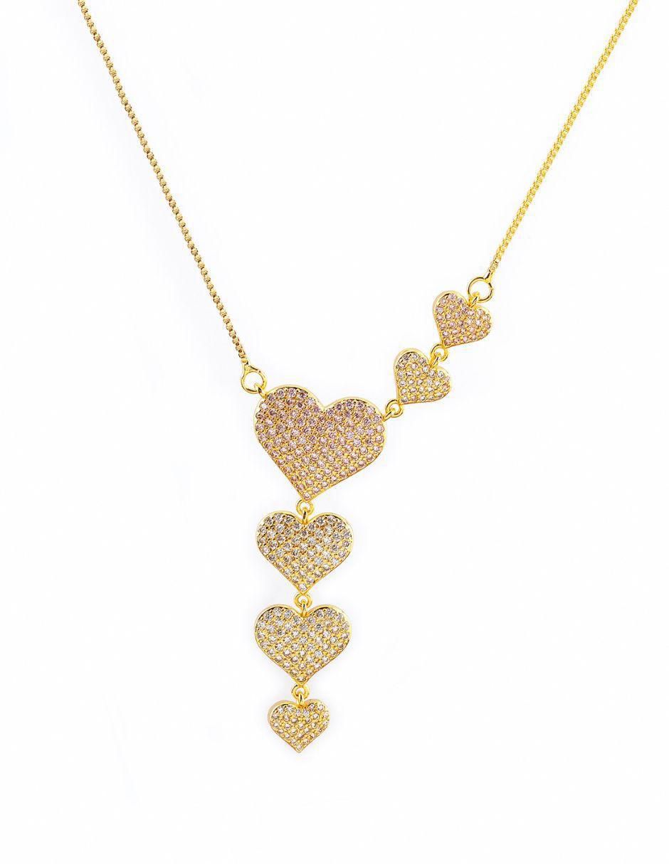 Collar con dije de corazón Cascada 18 K