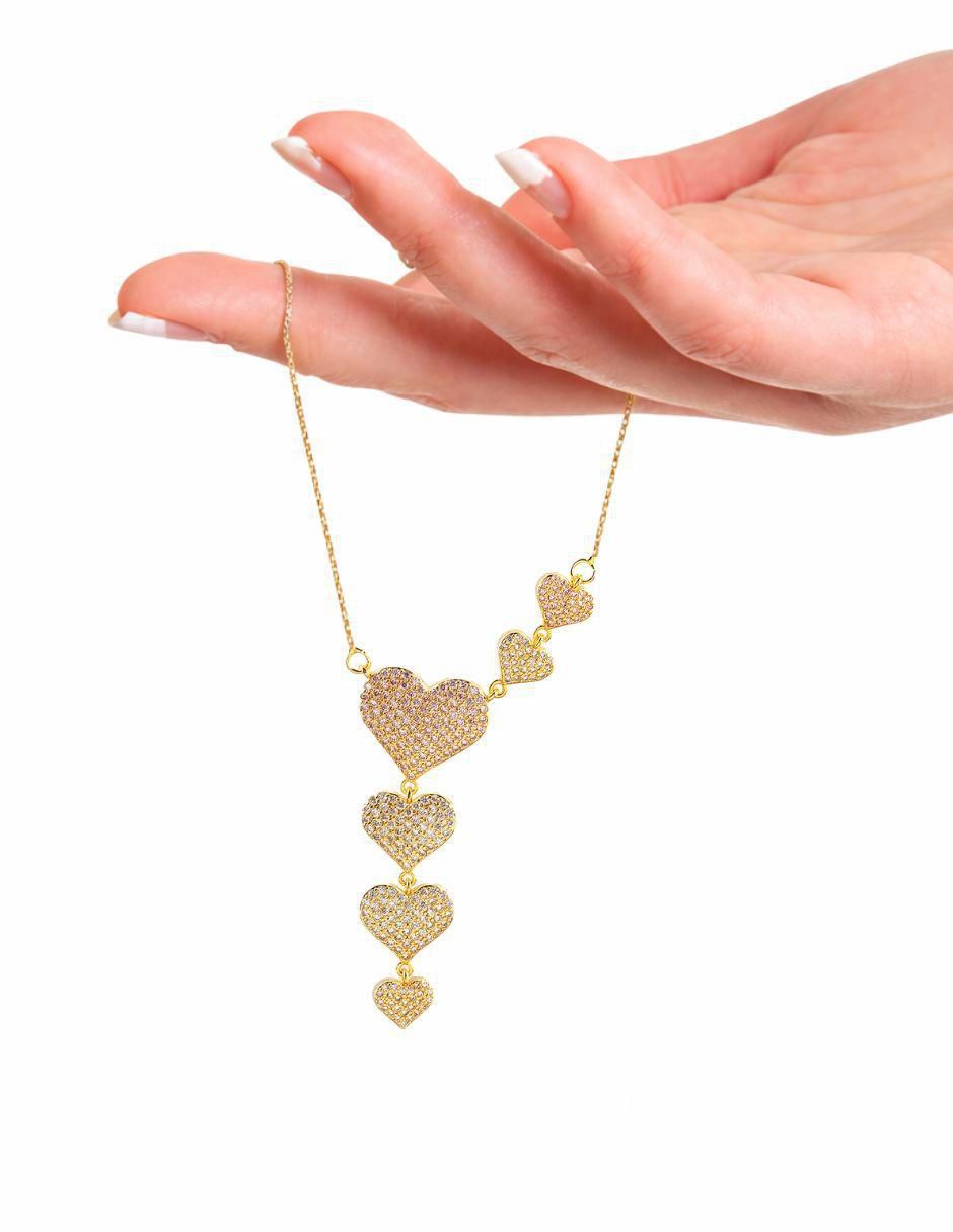 Collar con dije de corazón Cascada 18 K 3