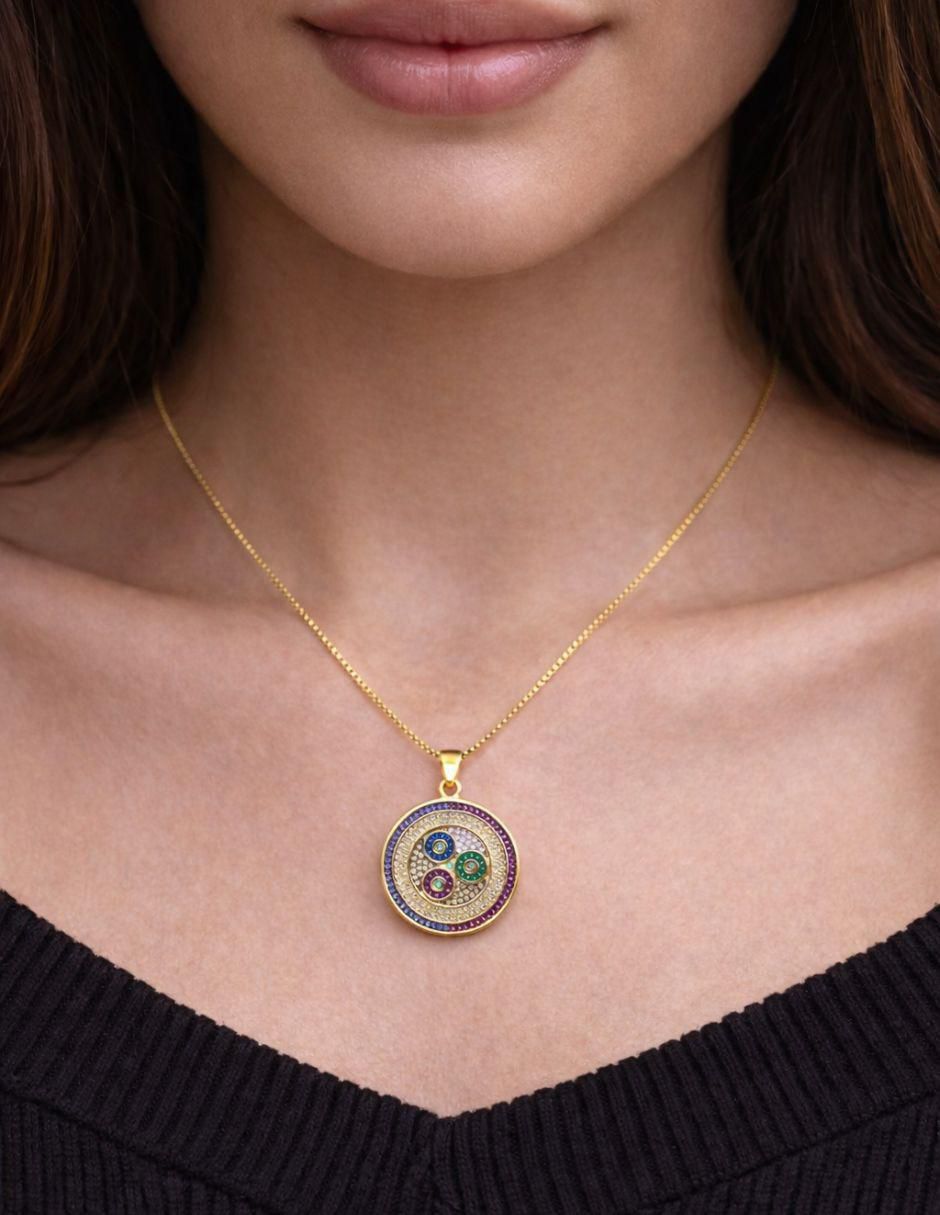 Collar con dije circular Orbis 18 K 4