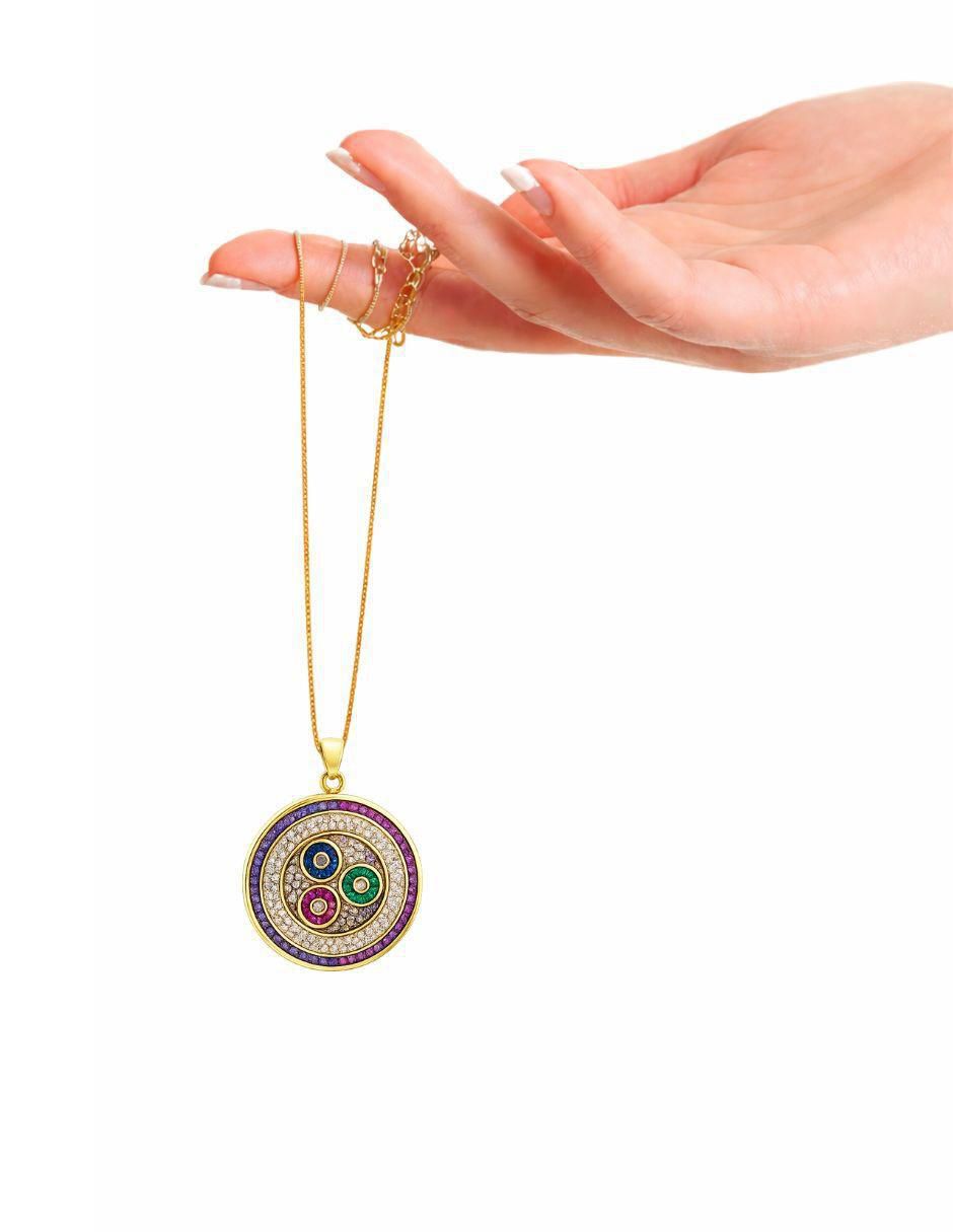 Collar con dije circular Orbis 18 K 6